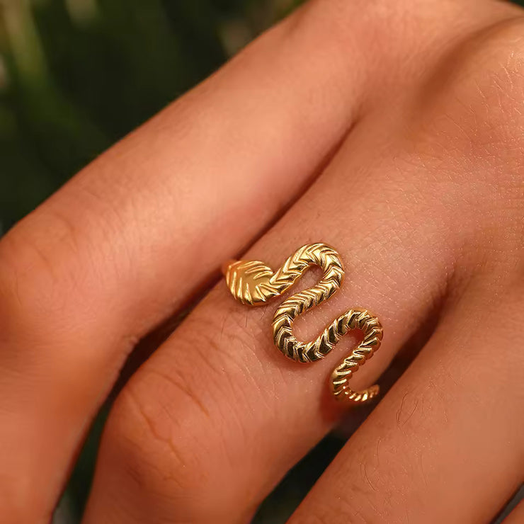 Golden Serpent Wrap Ring